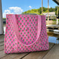 Quilted Tote Bag | Pink Red Tote | Large Shopping Tote Bag