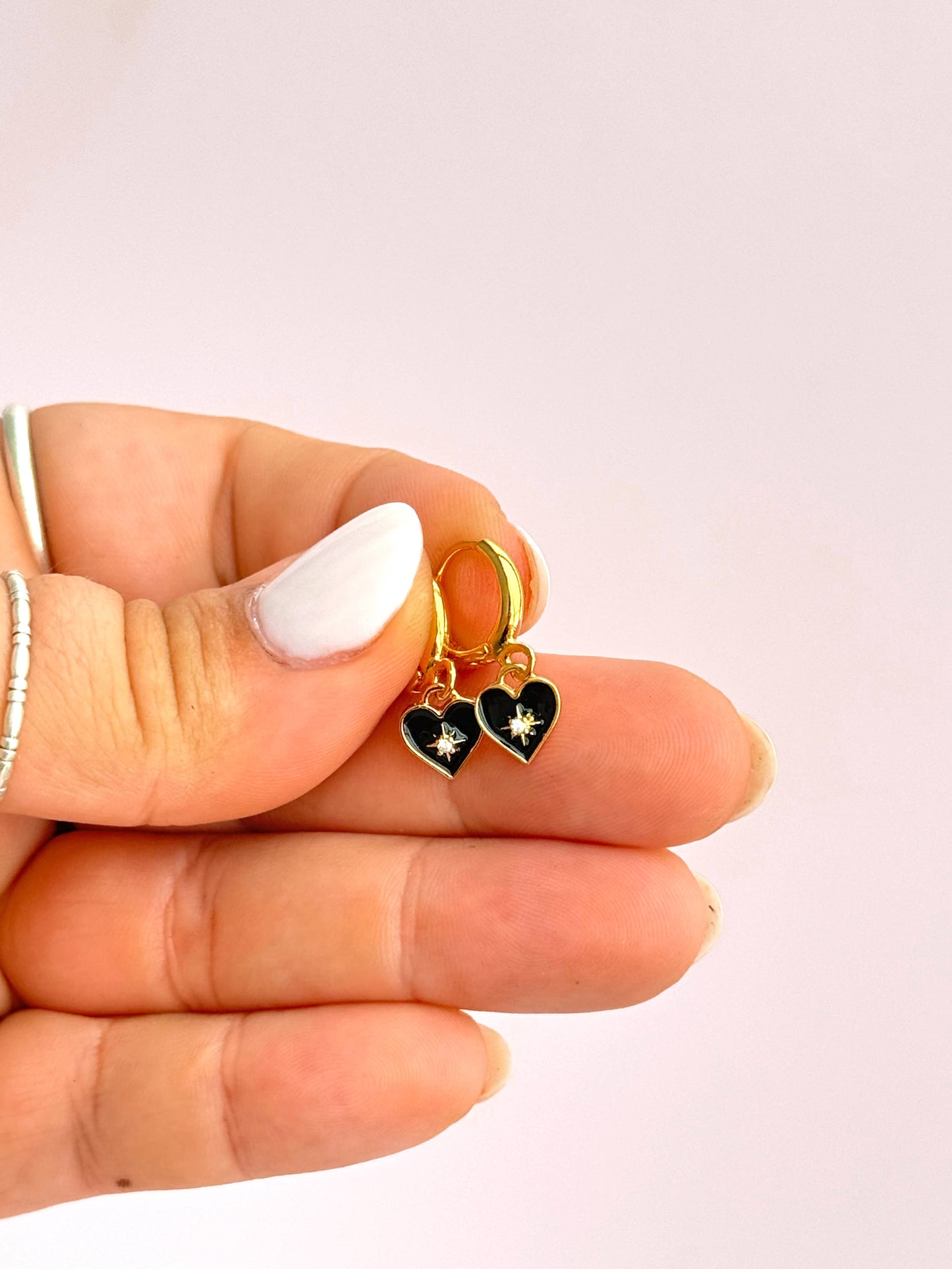 Black Heart Celestial Gold Huggies