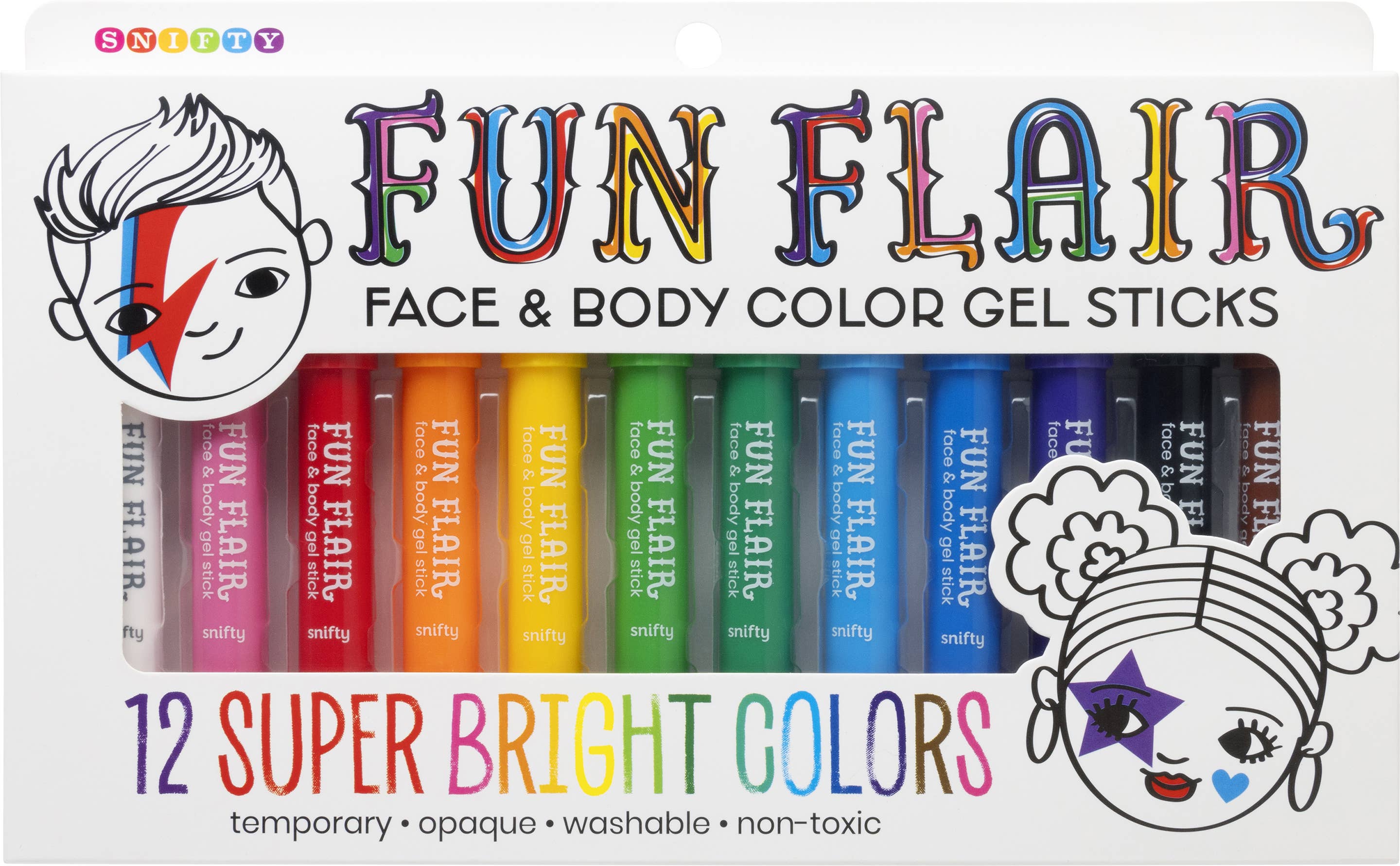 Fun Flair Face & Body Color Gel Sticks Set of 12 – Funktified