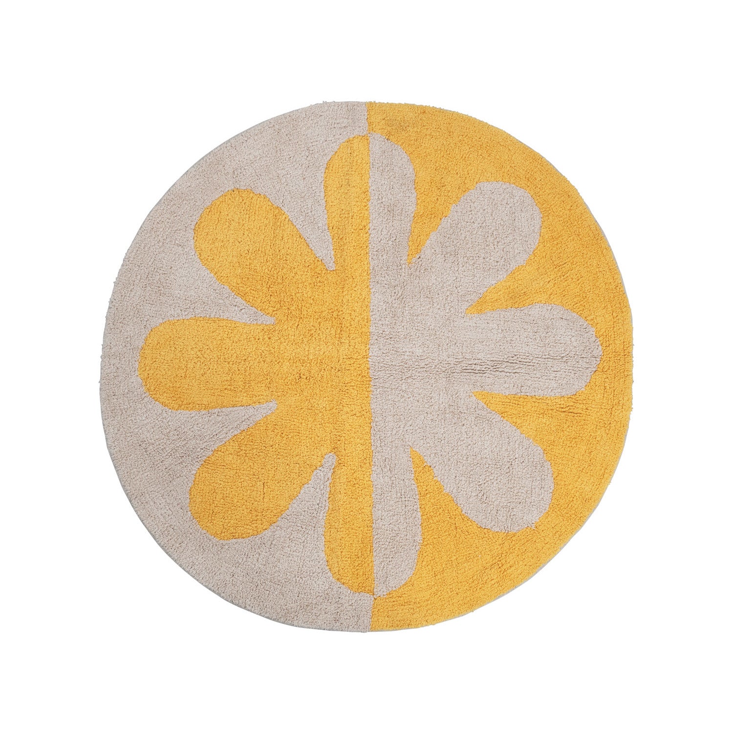 Cotton Tufted Two-Tone Rug with Flower