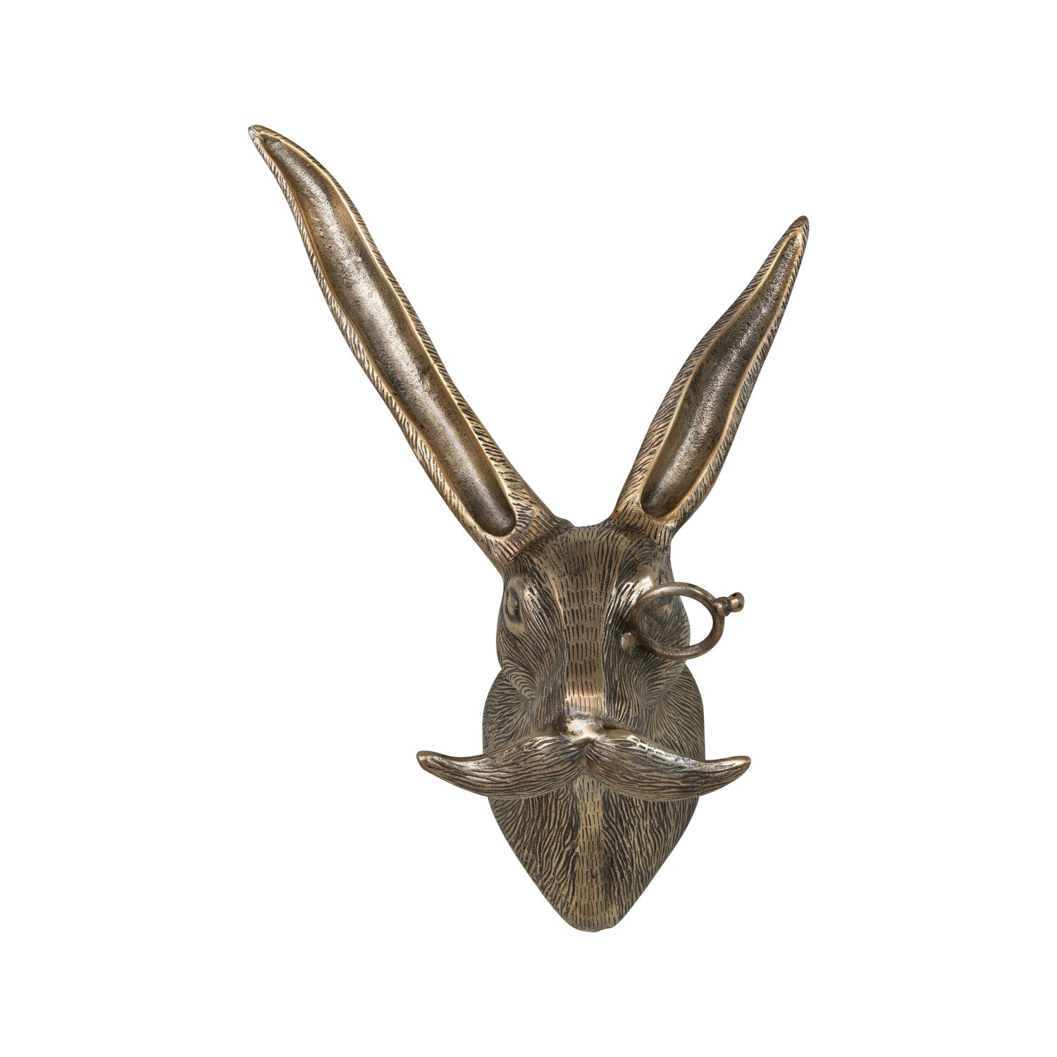 Cast Aluminum Rabbit Head with Monocle & Mustache Wall Décor