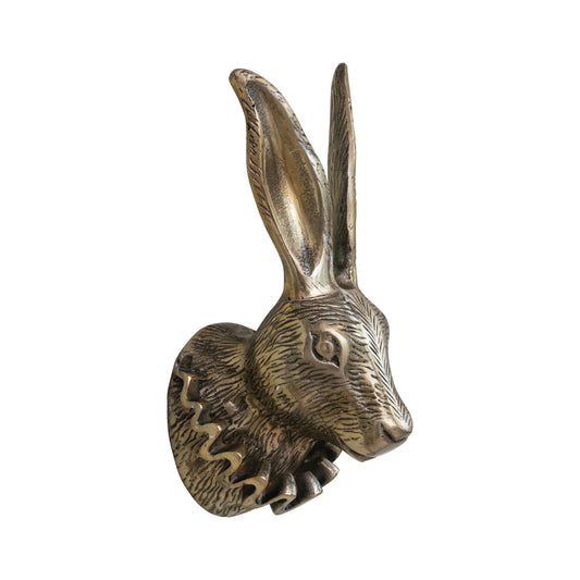 Cast Aluminum Rabbit Head with Ruff Collar Wall Décor