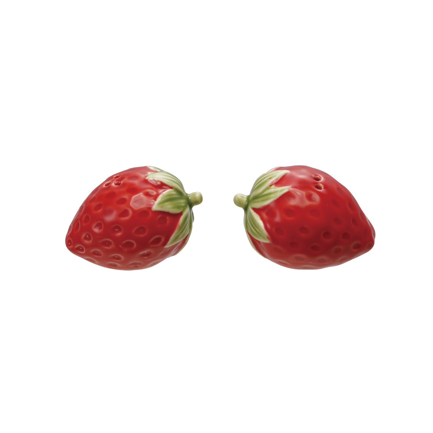 Hand-Painted Strawberry Shaped Salt & Pepper Shakers, Set of 2