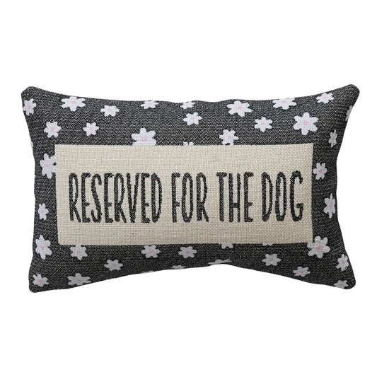 Cotton & Jute Embroidered "Reserved for the Dog" Pillow