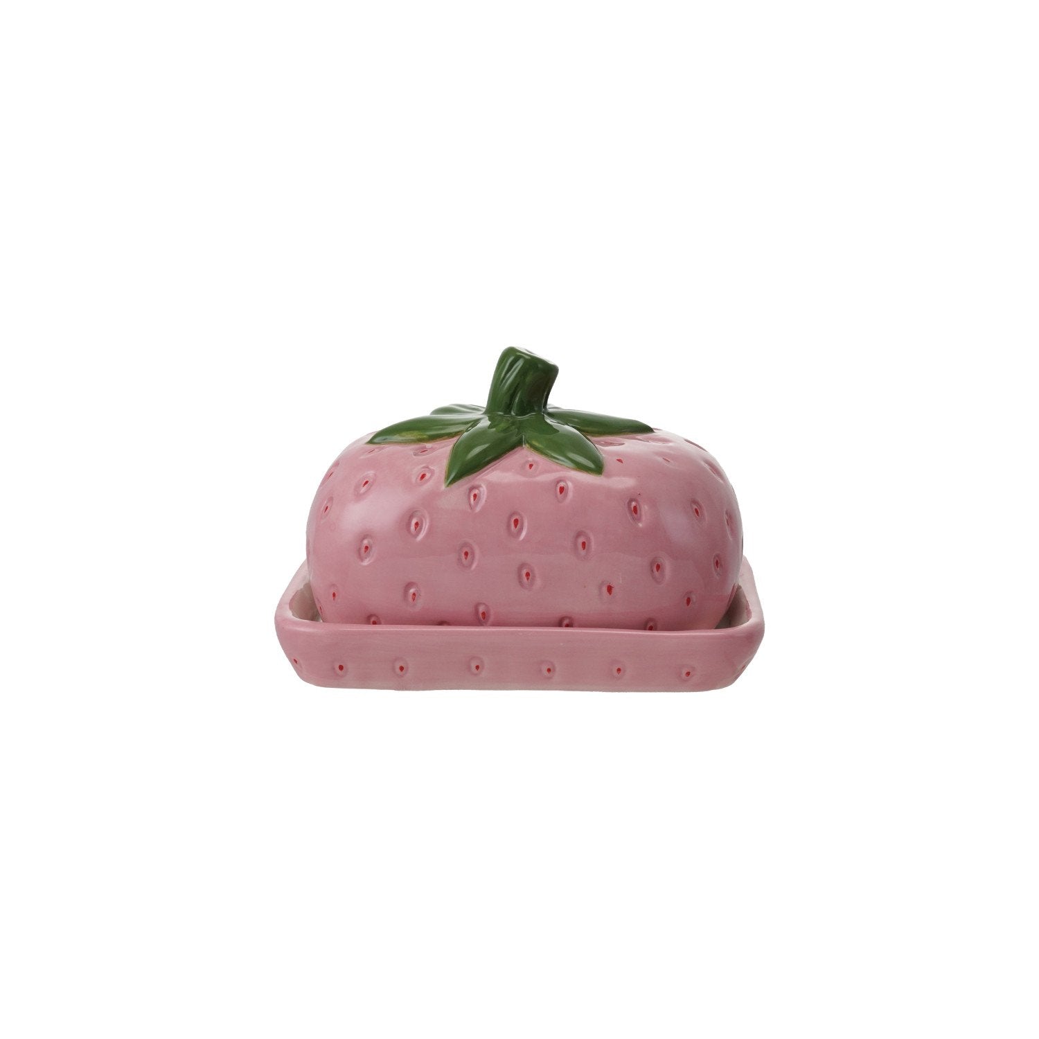 Hand-Painted Ceramic Strawberry Shaped Butter Dish