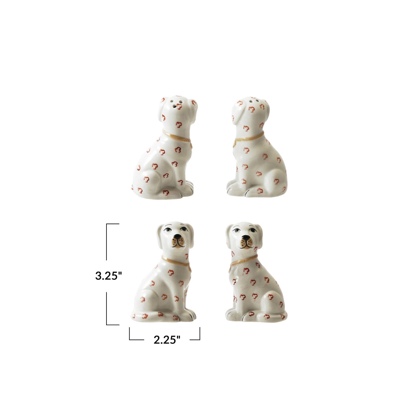 Ceramic Dog Shaped Salt & Pepper Shakers, Set of 2