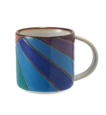 Rainbow Stoneware Mug w/ Wax Relief Design