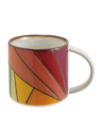 Rainbow Stoneware Mug w/ Wax Relief Design