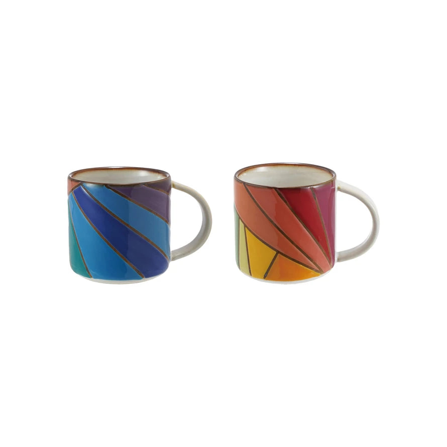 Rainbow Stoneware Mug w/ Wax Relief Design
