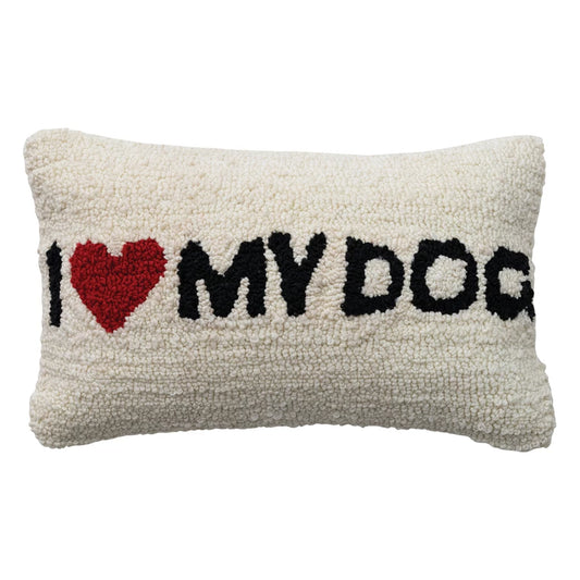 I Love My Dog Tufted Pillow