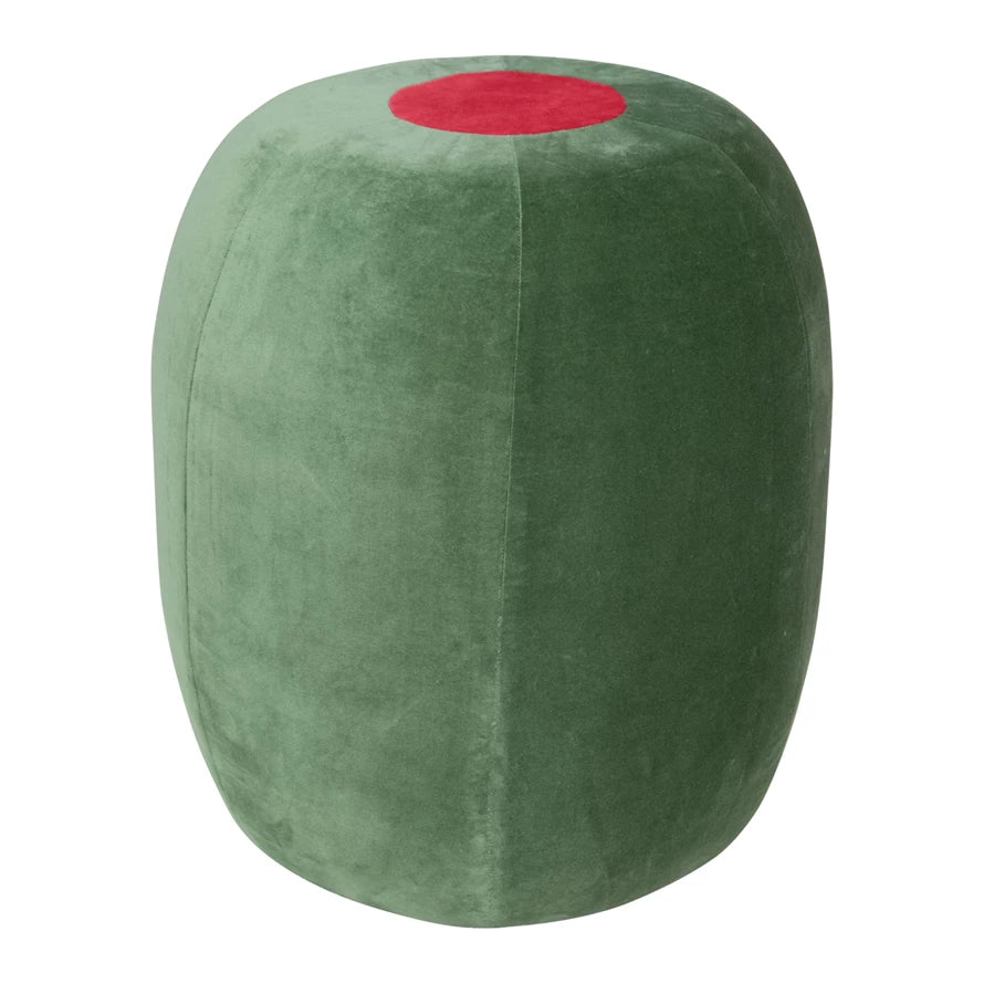 Cotton Velvet Upholstered Olive Shaped Stool