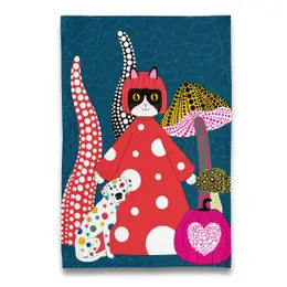 Kitty Cat Yayoi Kusama KusaMEOW w. Polka Dot Dog Tea Towel