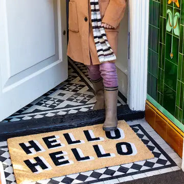 Hello Hello Black & White Doormat