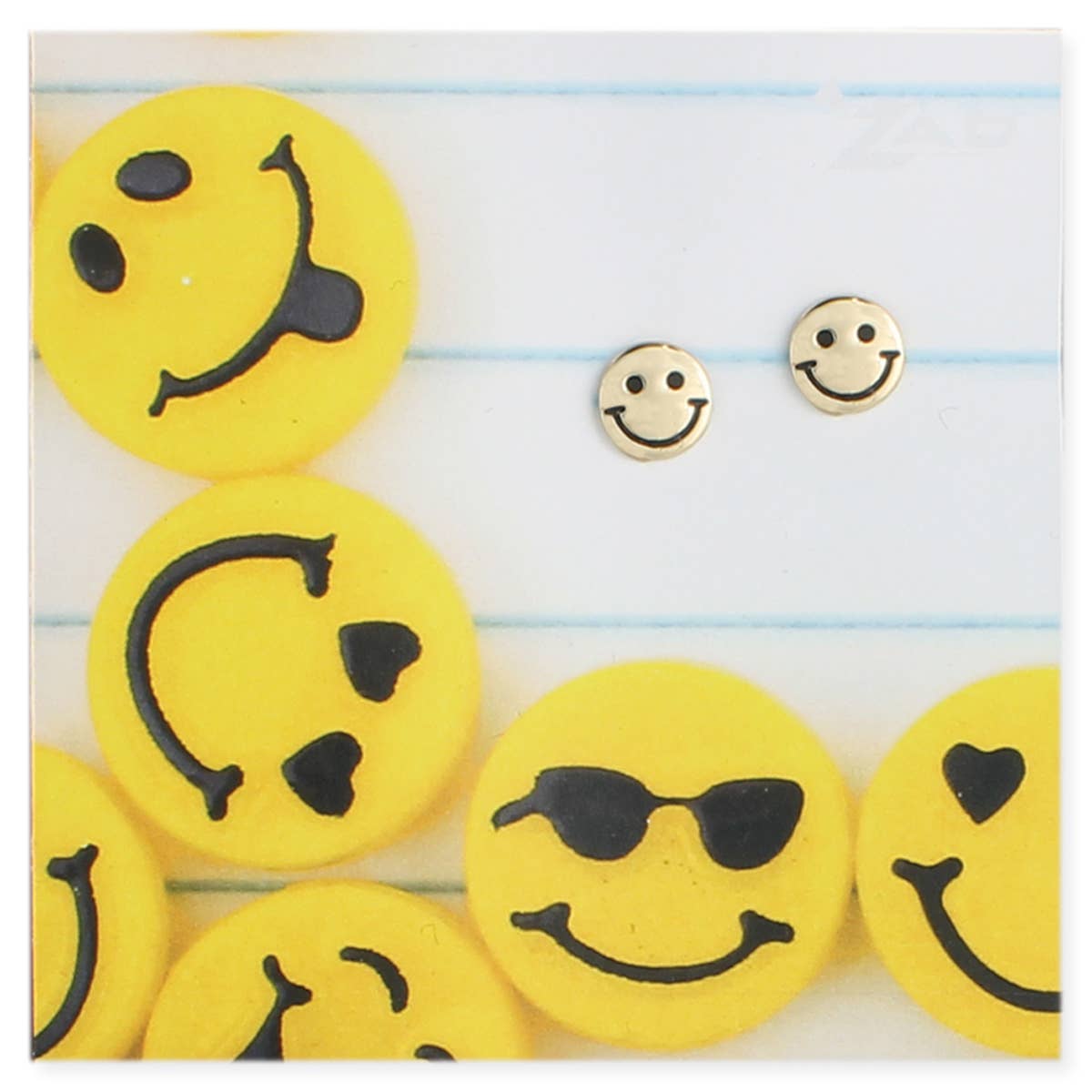 Gold Happy Face Post Earrings