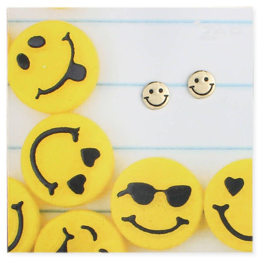 Gold Happy Face Post Earrings