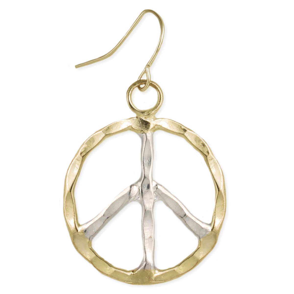 Silver Gold Peace Sign Earrings