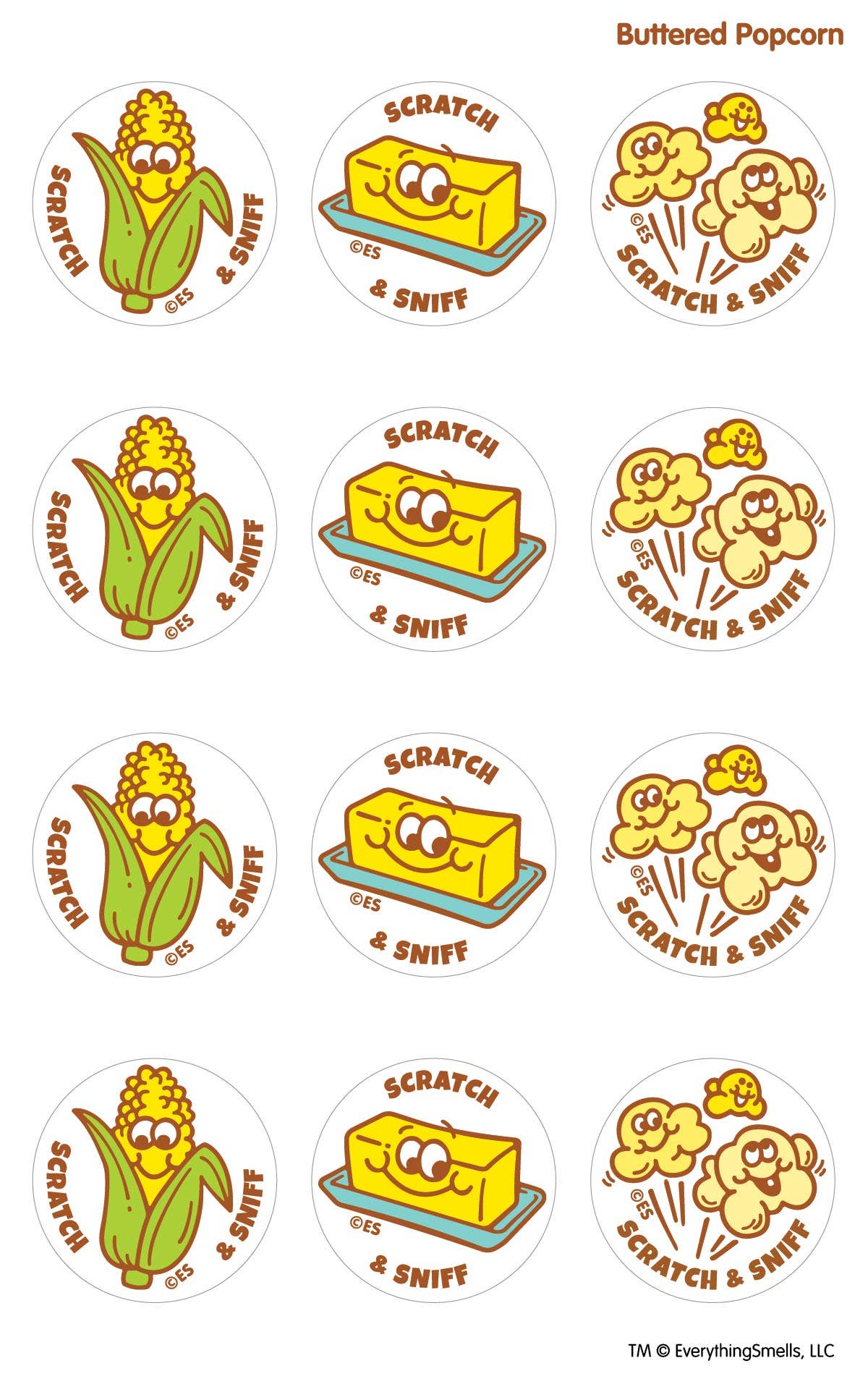 Buttered Popcorn Scratch & Sniff Stickers