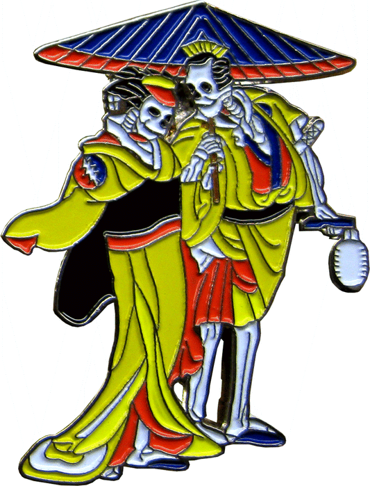 Enamel Pin - Skeletons - Hippies In Yellow And Red Kimonos