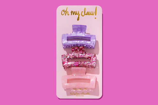 Claw Hair Clip Trio - Pink Confetti