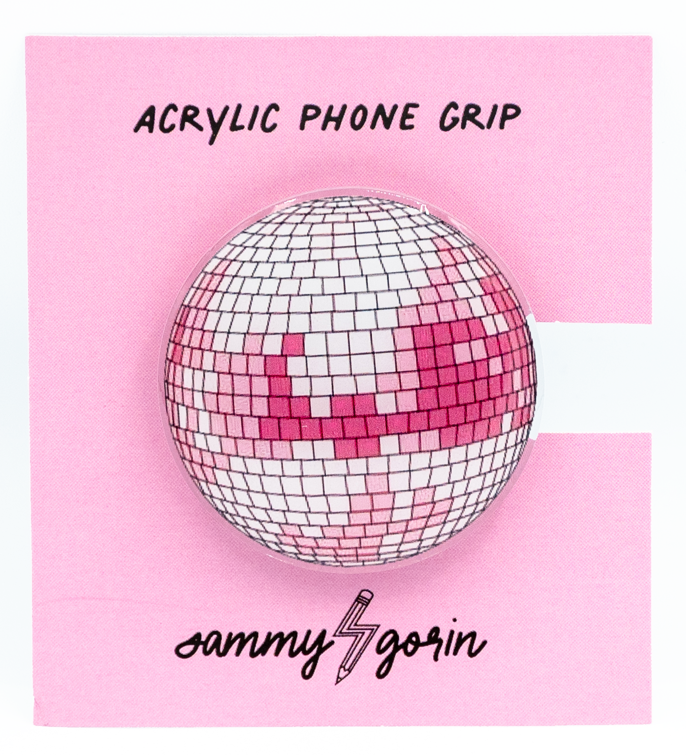 Pink Disco Ball Acrylic Phone Accessory