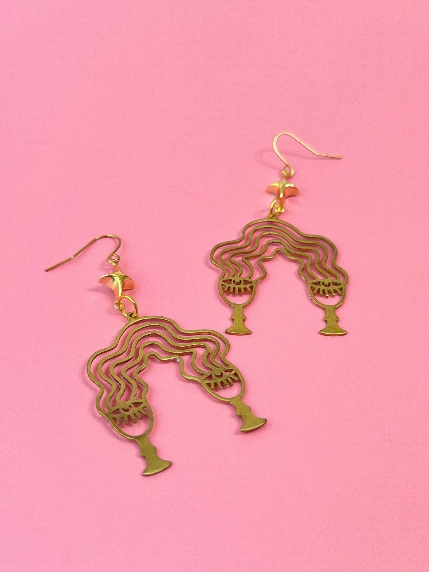 Abstract Organic Brass Dangle Earrings