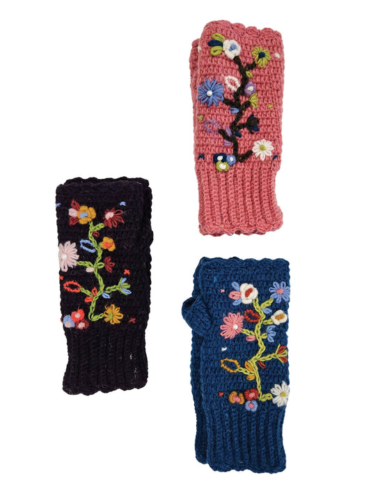Handmade Crochet Fingerless Floral Gloves
