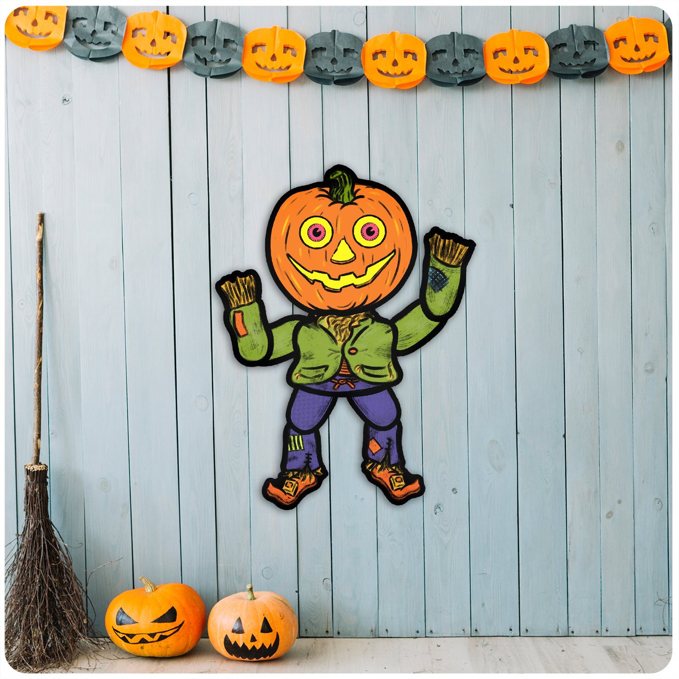 Retro Jointed Halloween Scarecrow Cutout Decoration