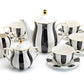 Black and White Scallop Fine Porcelain 11 Piece Tea Set