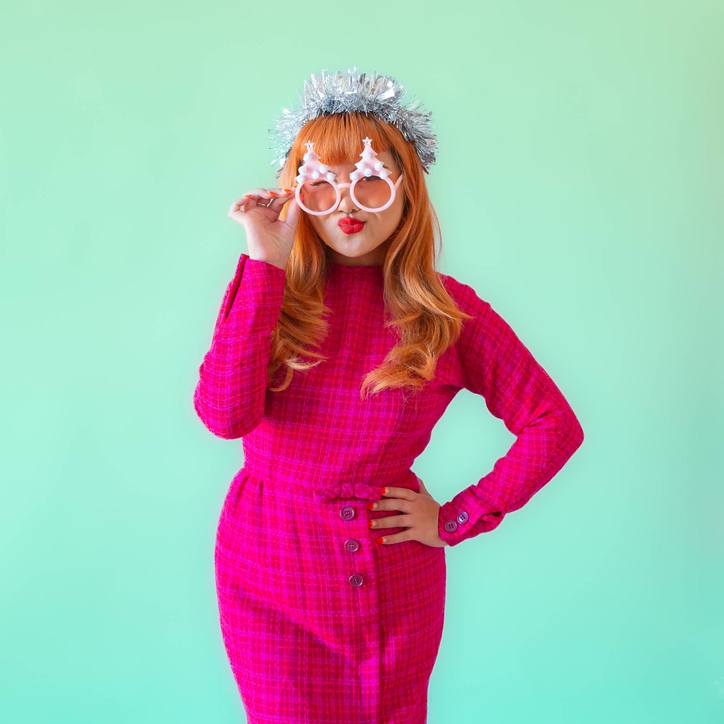 Christmas Tree Holiday Glasses | Pastel Pink