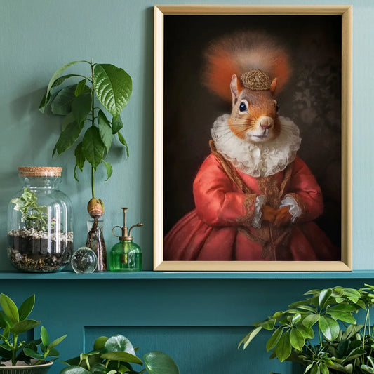 Red Squirrel Lady Animal Portrait Print