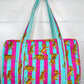 Pink & Blue Quilted Tiger Print Duffle Bag