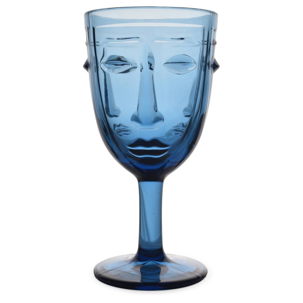 Blue Face Wine Glass