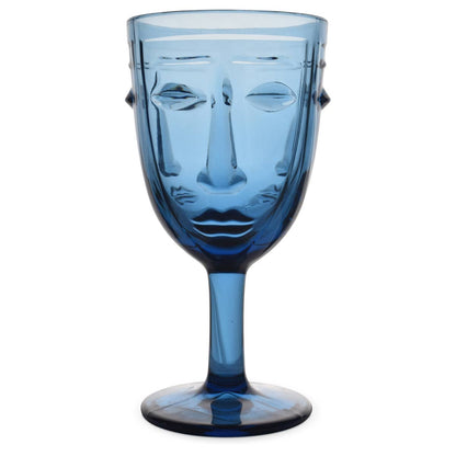 Blue Face Wine Glass