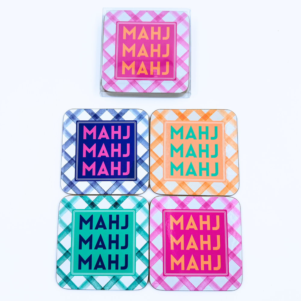 Vibrant Mahjong Coasters Set of 4