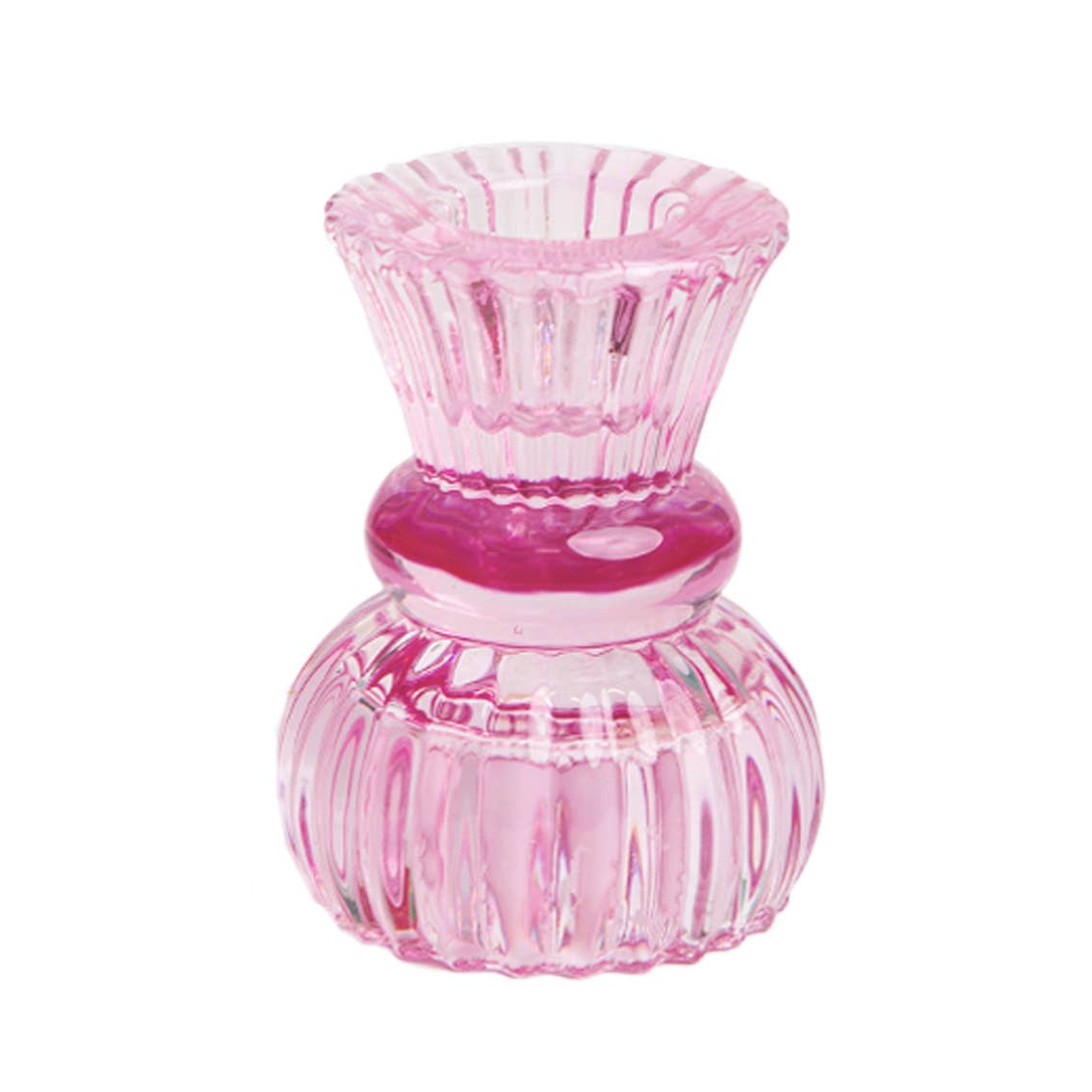 Small Pink Glass Candle Holder