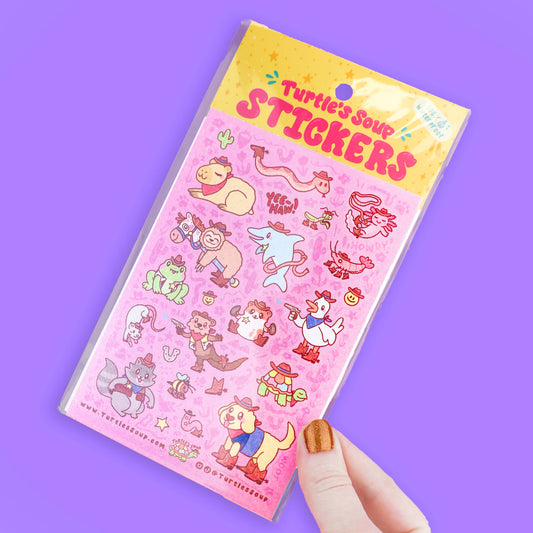Cowboy Critters Vinyl Sticker Sheet