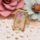 Rectangle Gold Dried Flowers Ring