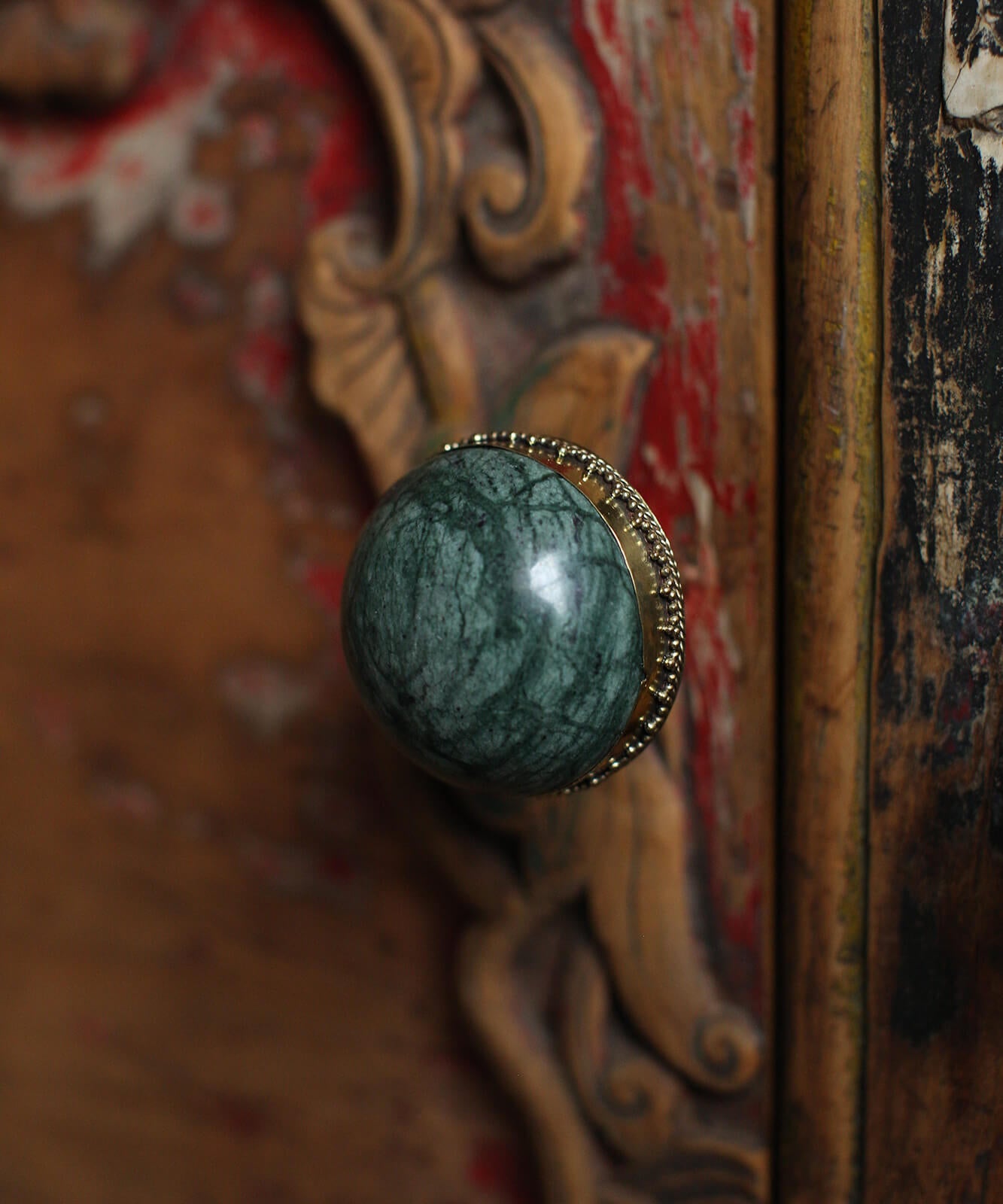 Moira Knob Green Marble XL