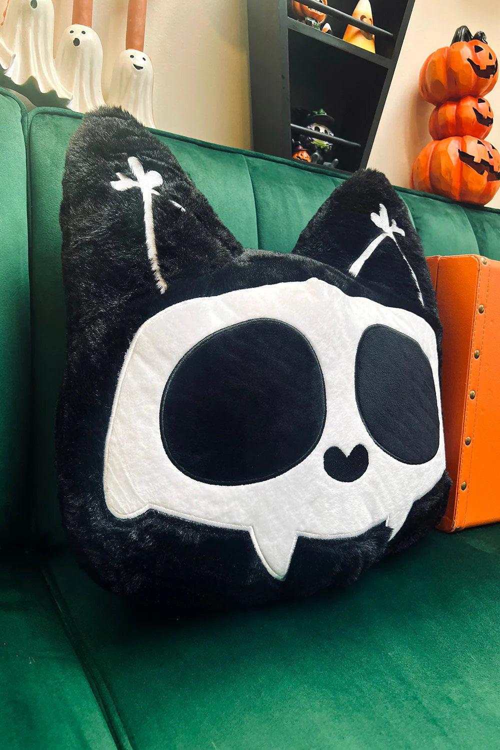 Skelekitty Throw Pillow