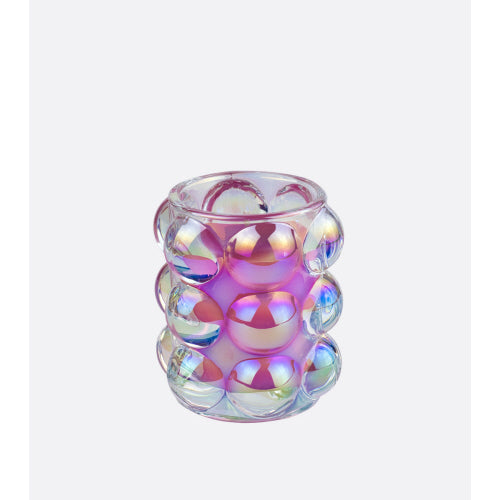 Pink Iridescent Bubble Glass Candle