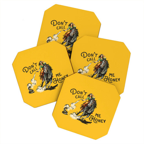 The Whiskey Ginger Don't Call Me Honey Retro Yellow Acrylic Coaster Set