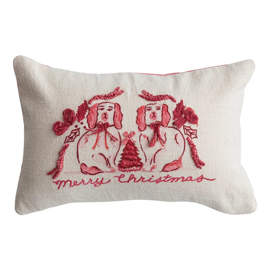 Staffordshire Dogs Merry Christmas Pillow
