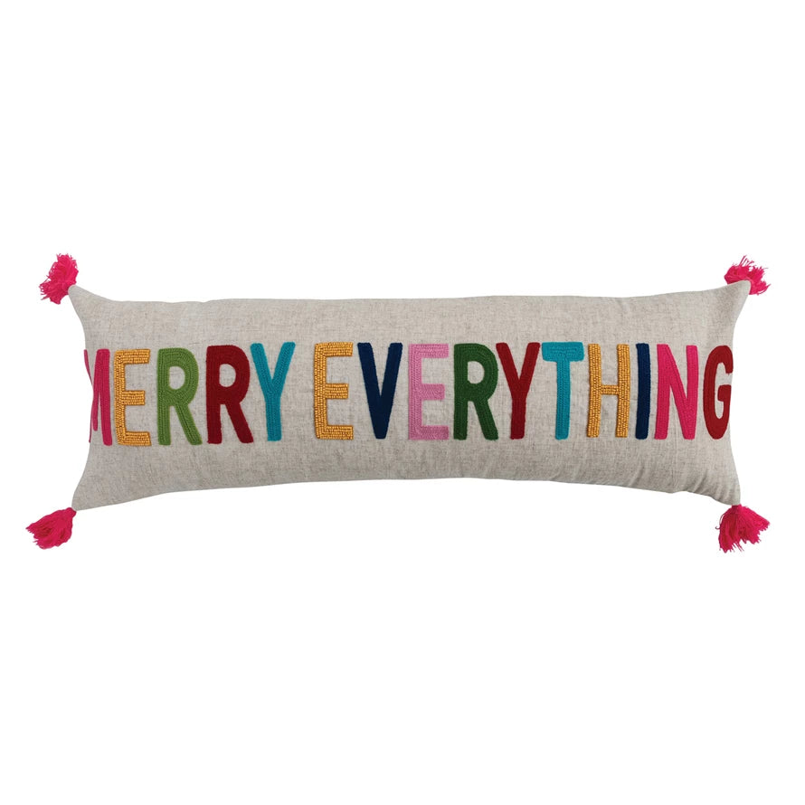 Lumbar Pillow with Tassels "MERRY EVERYTHING"