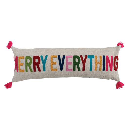 Lumbar Pillow with Tassels "MERRY EVERYTHING"