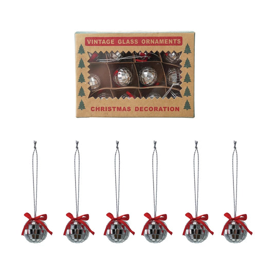 Disco Ball with Bow Ornament Set of 12